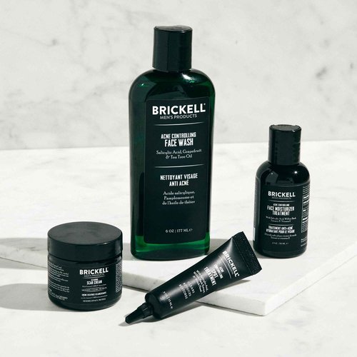 Brickell Men's Acne Controlling System for Men, Acne Fighting Face Moisturizer Treatment, Face Wash, Spot Treatment, and Scar Cream, Natural & Organic