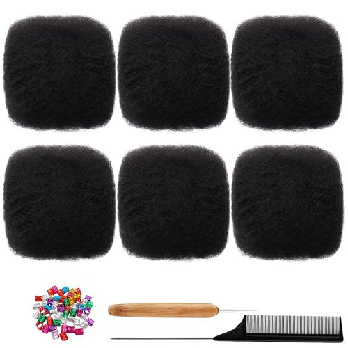 Afro Kinkys Bulk Human Hair for Dreadlock Extensions,Repair Locs, Twists and Braids, 180 Gram Each Package 100% Human Hair Afro Kinky Bulk Can be Dyed and Bleached (Natural Black, 10inch)