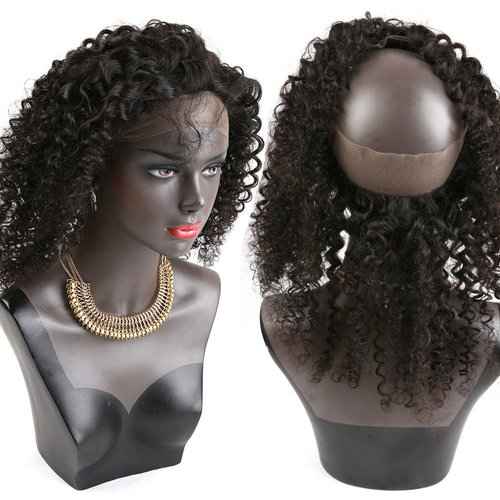 Bella Hair Upscale Human Hair Celebrity Deep Curly 360 Lace Frontal Closure, Pre Plucked Natural Hairline with Baby Hair (16” Natural Black)