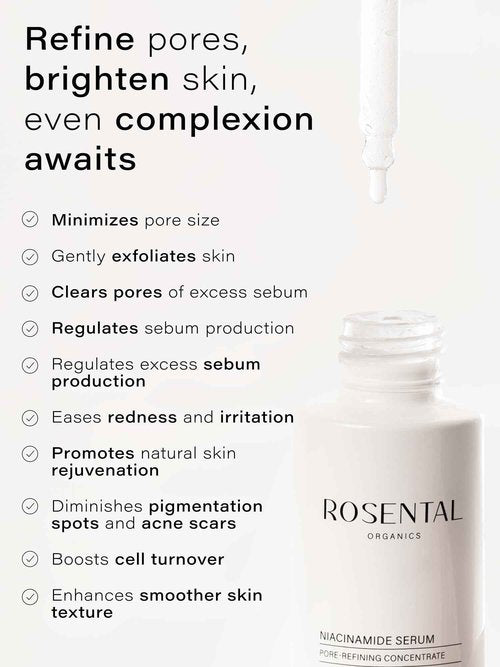 Rosental Organics Niacinamide Serum + Pore-Refining Treatment - 5% niacinamide to lighten pigmentation spots and acne scars