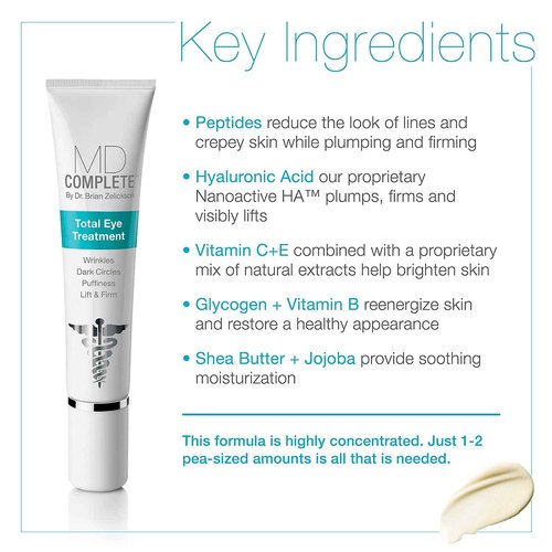 MD Complete Bundle of Wrinkle Radiance Remedy PLUS with Retinol Vitamin C + Total Eye Treatment + 2-in-1 Restoring Cleanser and Makeup Remover 3.0 fl oz | Anti-Aging Skin Rejuvenation Treatment