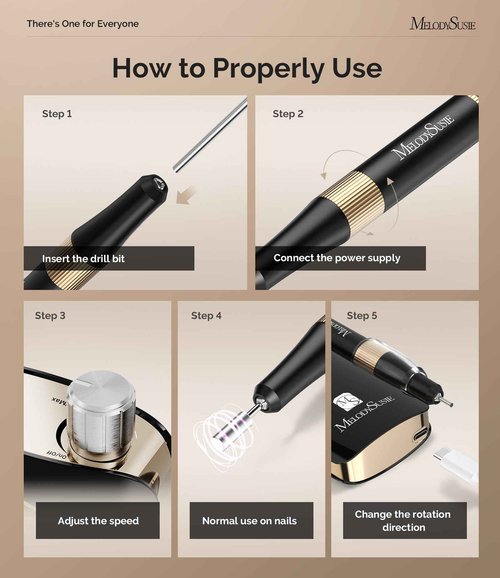 MelodySusie Professional 35000 RPM SM200F Nail Drill with Nail Drill Machine Holder