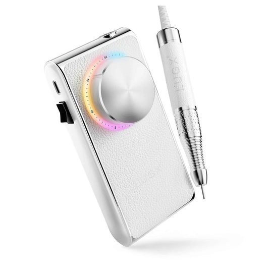 L'UGX Professional Nail Drill 30000RPM, Cordless Rechargeable Electric Nail File for Acrylic Nails Gel Polishing, Efile Nail Kit for Manicure Pedicure, Low Noise Low Vibration, 7Pcs Drill Bits, White