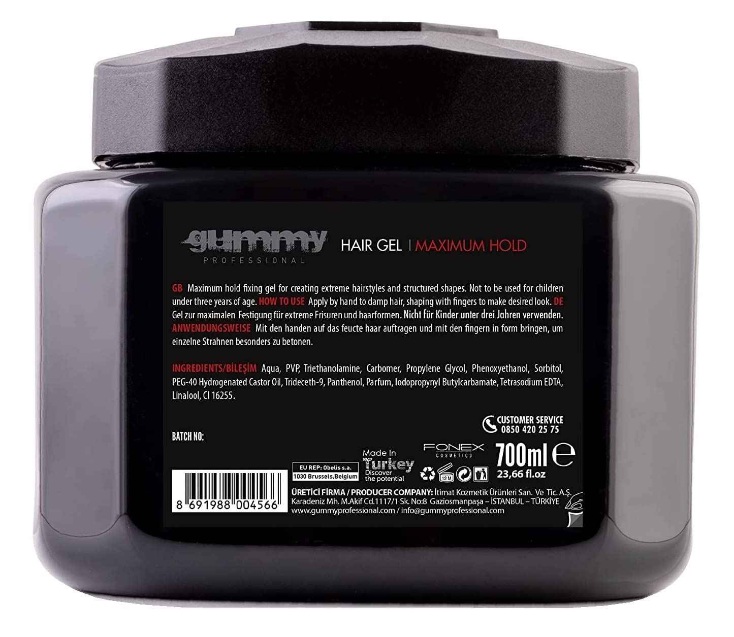 Gummy Hair Gel Maximum Hold Extreme Look 23.5 Ounce (700ml) (Pack of 6)