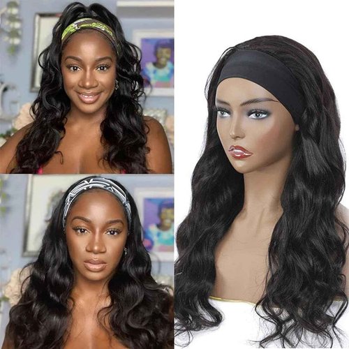 Sungirl Headband Wig Human Hair Body Wave Headband Wigs for Black Women 20 Inch None Lace Front Wig Wear and Go Glueless Wigs Machine Made Brazilian Virgin Natural Color