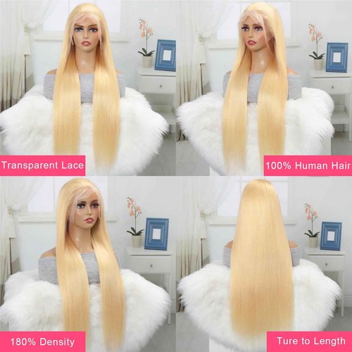 Samrabeauty 613 Lace Front Wig Human Hair 13x4 Blonde Lace Front Wigs Human Hair Pre Plucked with Baby Hair 180% Density Straight Lace Frontal Wig Human Hair for Women