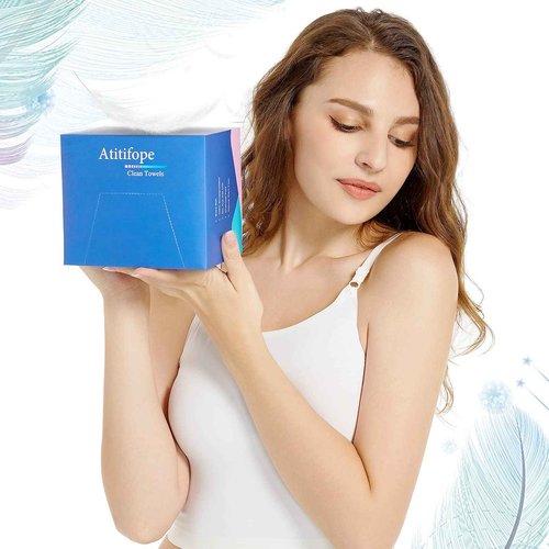 Atitifope Disposable Cloths For Face 200Count Travel Cleaning Cloths 100% Biodegradable Makeup Remover Wipes (4Boxes)