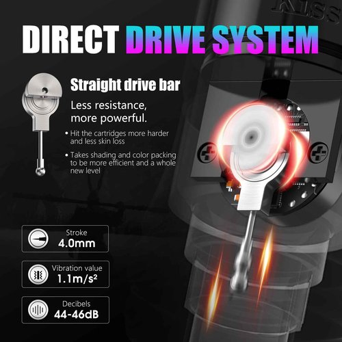 Kiss Of Dragon TRAVELER-T1 Cordless Tattoo Machine with 42mm Grip Brushless Motor Pen Professional 2000mAh Battery