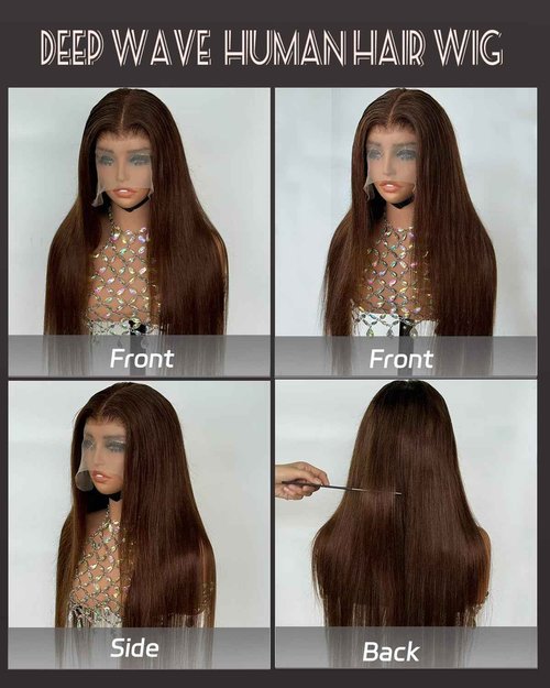 Sherico Chocolate Brown Wigs Lace Front Human Hair Glueless 13x6 Transparent Lace Front Wigs Human Hair 180% Density Colored #4 Light Brown Wear and Go Pre Plucked Wig HD Lace Frontal Wigs for Women