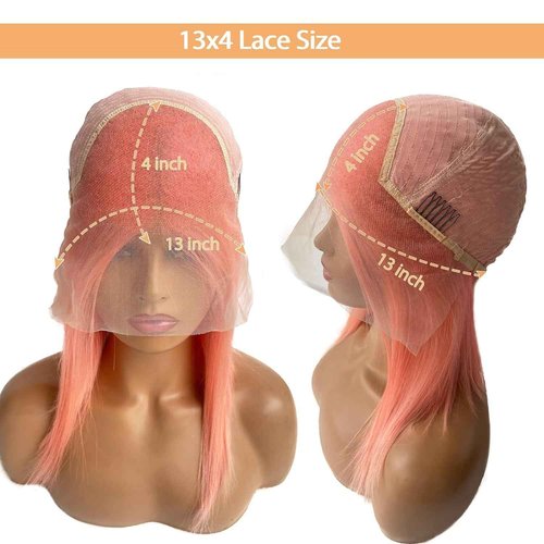Glueless Bob Lace Front Wigs Human Hair, Orange Short Lace Front Wigs 13x4 Frontal Glueless Wigs Human Hair Pre Plucked Bleached Knots 12Inch Bob Wigs Pre Plucked Natural Hairline