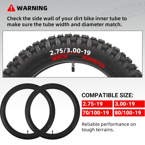 AR-PRO (2-Pack) 2.75/3.00-19" Heavy Duty Dirt Bike Inner Tubes with TR4 Valve Stem for 70/100-19, 80/100-19 19" Dirt Pit Tires, Compatible with Surron, Talaria, Segway, UltraBee and More