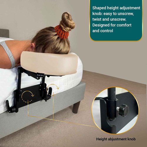 EASY SPA Home Mattress Top Massage Kit Adjustable Headrest with PU Face Down Pillow, Face Cradle for Massage Table, Massage Equipment (Beige)