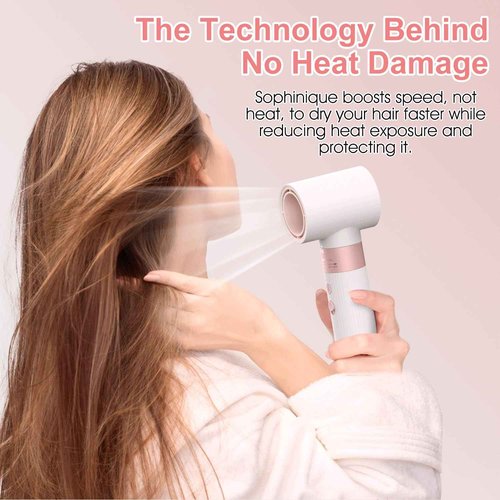 Sophinique 6 in 1 Blow Dryer Brush & Hair Dryer Brush with 110,000 RPM Hot Air Style, No Heat Damage, Ionic Care Blowout with Curling Iron,Volumizing, Straightening, Travel Bag Included, Pink