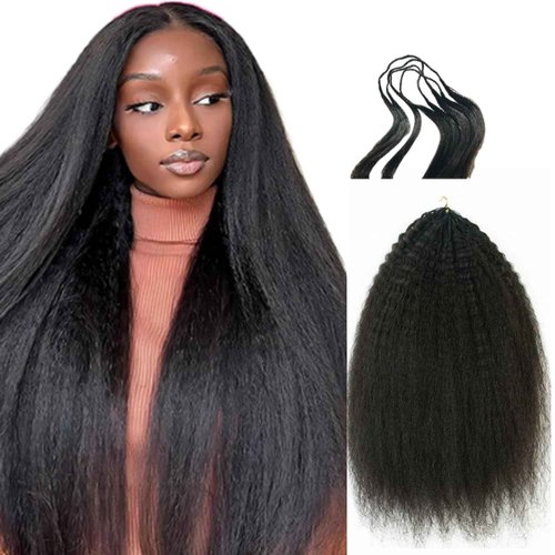 Knotless Pre-Separated Crochet Hair extensions Afro Kinky Straight hair feather crochet 100% human hair extensions for Women Natural Color 16 Inch 120g
