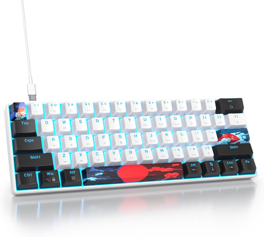 60 Percent Gaming Keyboard 61 Keys Wired Mechanical Keyboard Ultra Compact Key Board Red Switch LED Backlit for Windows Laptop Gamer