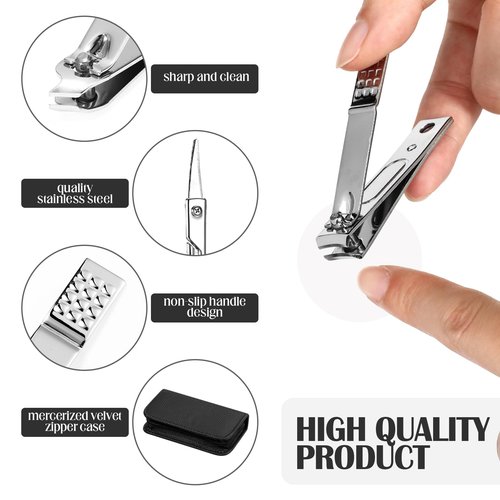 Coume 48 Set Christmas Men Gift Bulk Nail Care Kit Stainless Steel 8 in 1 Manicure and Pedicure Set with Travel Case Baby Shower Prizes for Employee Appreciation Teacher Staff Coworkers(Black Series)