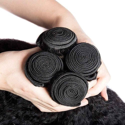 Yaki Straight Bundles Human Hair 26 28 30 Inch Kinky Straight Bundles #1B Natural Black Unprocessed Brazilian Virgin Weave Hair 3 Bundle 50 Gram Per Bundle