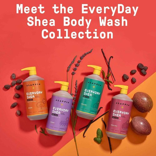 Alaffia Everyday Shea Body Wash, Naturally Helps Moisturize and Cleanse Without Stripping Natural Oils with Fair Trade Shea Butter, Neem, and Coconut Oil, Passion Fruit, 2 Pack - 32 Fl Oz Ea