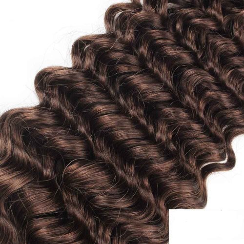 Raivide Color #4 Bundle Chocolate Brown Deep Wave Human Hair Bundles Brazilian Dark Brown Bundle Color #4 Loose Deep Bundles Human Hair 12 14 16 Inch