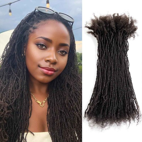 DAIXI Handmade Interlocking Sisterlocks Curly Tips 100% Real Human Hair Permanent Micro Locs Extensions Natural Looking Soft Dreadlocks Can Be Bleached and Dyed.(1B - 0.2cm, 10 Inch 60 Strands)