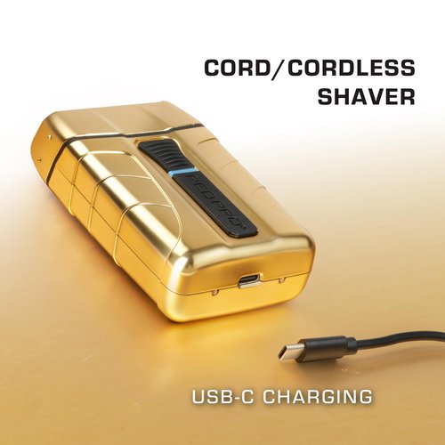 RED Pro Titanium Foil Shaver Cord/Cordless Shaver for Men, Powerful Electric Razor USB-C Rechargeable, Up to 170 Minutes of Run Time, Quiet, Durable and Portable (Matte Gold)