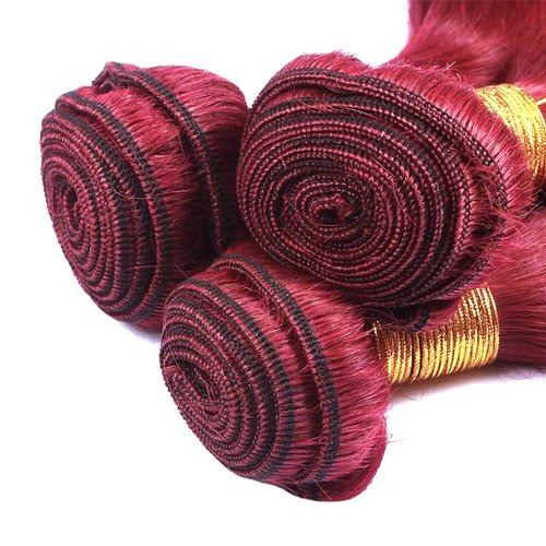 26 28 30 inch Red Human Hair Bundles Burgundy Straight 3 Bundles Human Hair 99J Burgundy Color