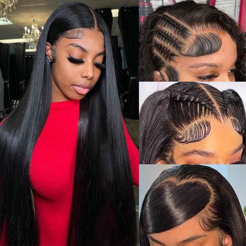 denacfi 250 Density 13x6 Full Lace Frontal Wigs Human Hair Straight Lace Front Wigs 12A Brazilian Virgin Human Hair Wigs for Women Glueless Wigs Pre Plucked 20 Inch