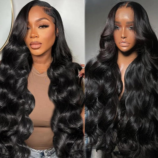 13x6 Body Wave Lace Front Wigs Human Hair Pre Plucked 250% Density HD Transparent Lace Frontal Wigs Human Hair for Women 12A Glueless Wigs with Baby Hair (250% density 13x6 Body wig, 24 Inch)