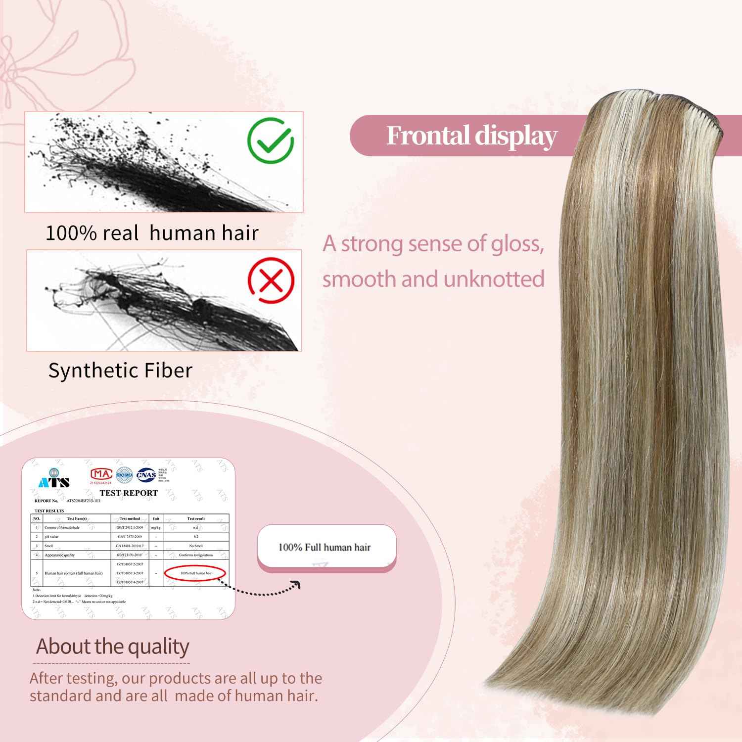 HUAYI Clip In Hair Extensions - Ash Blonde Mixed Platinum Blonde 120g 20 Inch, Real Human Hair Extensions for Women, Premium Quality Hair Extensions Real Human Hair for a Natural Look