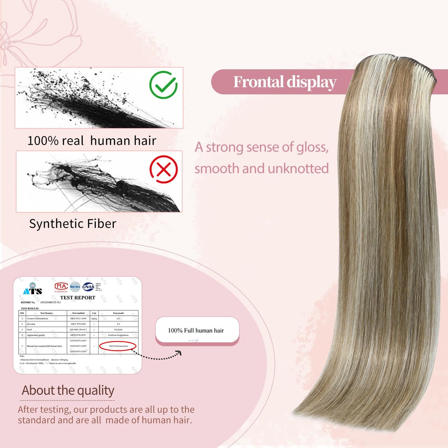 HUAYI Clip In Hair Extensions - Ash Blonde Mixed Platinum Blonde 120g 22 Inch, Real Human Hair Extensions for Women, Premium Quality Hair Extensions Real Human Hair for a Natural Look