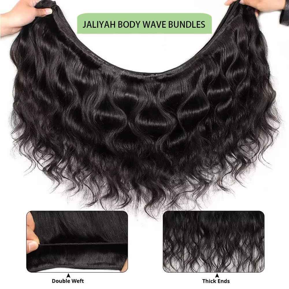 Human Hair Bundles 12A Body Wave 100% Unprocessed Brazilian Virgin Hair Extensions 4 Bundles Human Hair 16 18 20 22 Inch Natural Black Bundles Human Hair Weave for Women