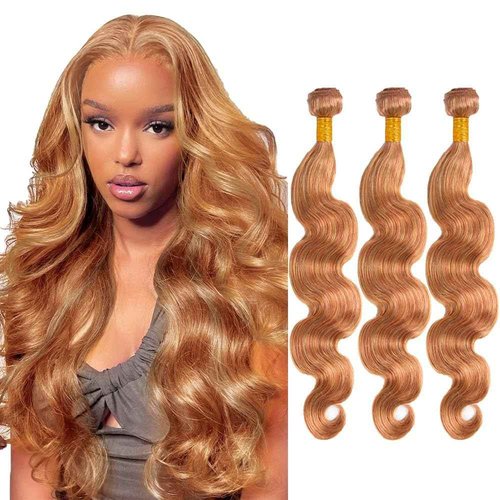 Ubinica Honey Blonde Chocolate Brown P27/30 Human Hair Bundles 22 24 26 Inch Body Wave Bundles Human Hair Unprocessed Brazilian Virgin Hair Quick Weave for Black Women