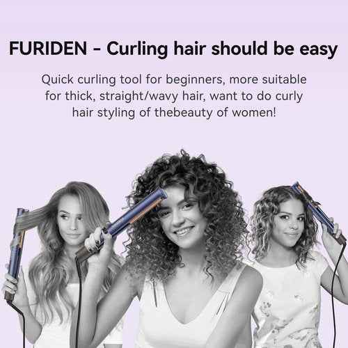 FURIDEN Curling Iron and Flat Iron in One, Hair Straightener Flat Iron for Women Global Use Travel Must Have, Professional Hair Tools(Gold)