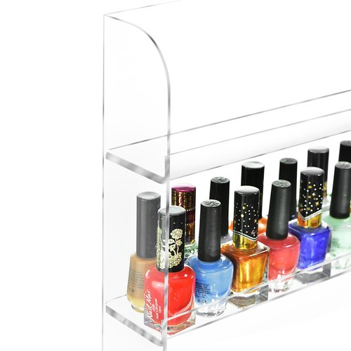 AMT 6 Tier Acrylic Nail Polish Racks for the Wall, Holds up to 180 Bottles, CLEAR Nail Polish Display, Essential Oils Organizer. Plus a Microfiber Cloth for Cleaning Purposes