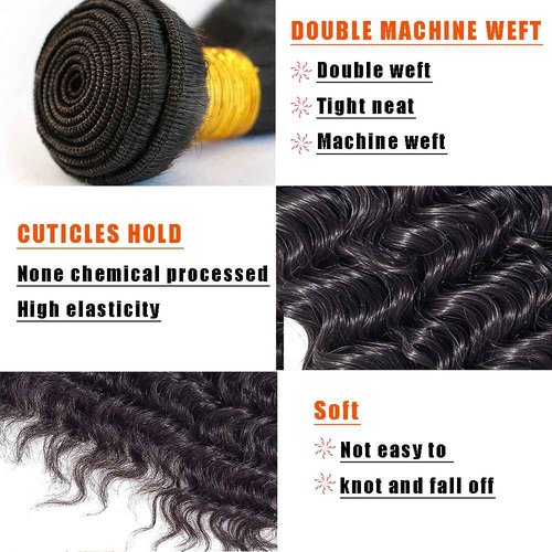 Human Hair Bundles Deep Color #1B Natural Black 3 Bundles 20 22 24 Inch Wet and Wavy Unprocessed Native Virgin Raw Trippy Hair Extensions Quick Weave Double Weft for Black Woman
