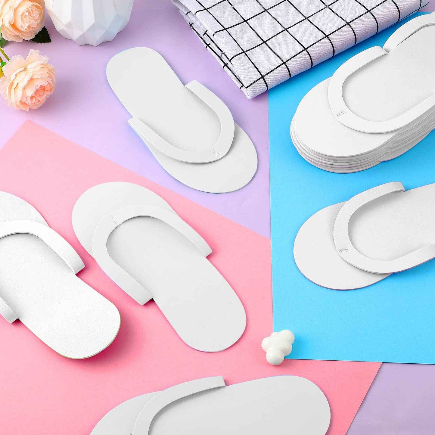 Geyoga 240 Pairs Disposable Pedicure Slippers Foam Disposable Spa Flip Flops Pedicure Shoes for Women Salon Nail Spa (White)