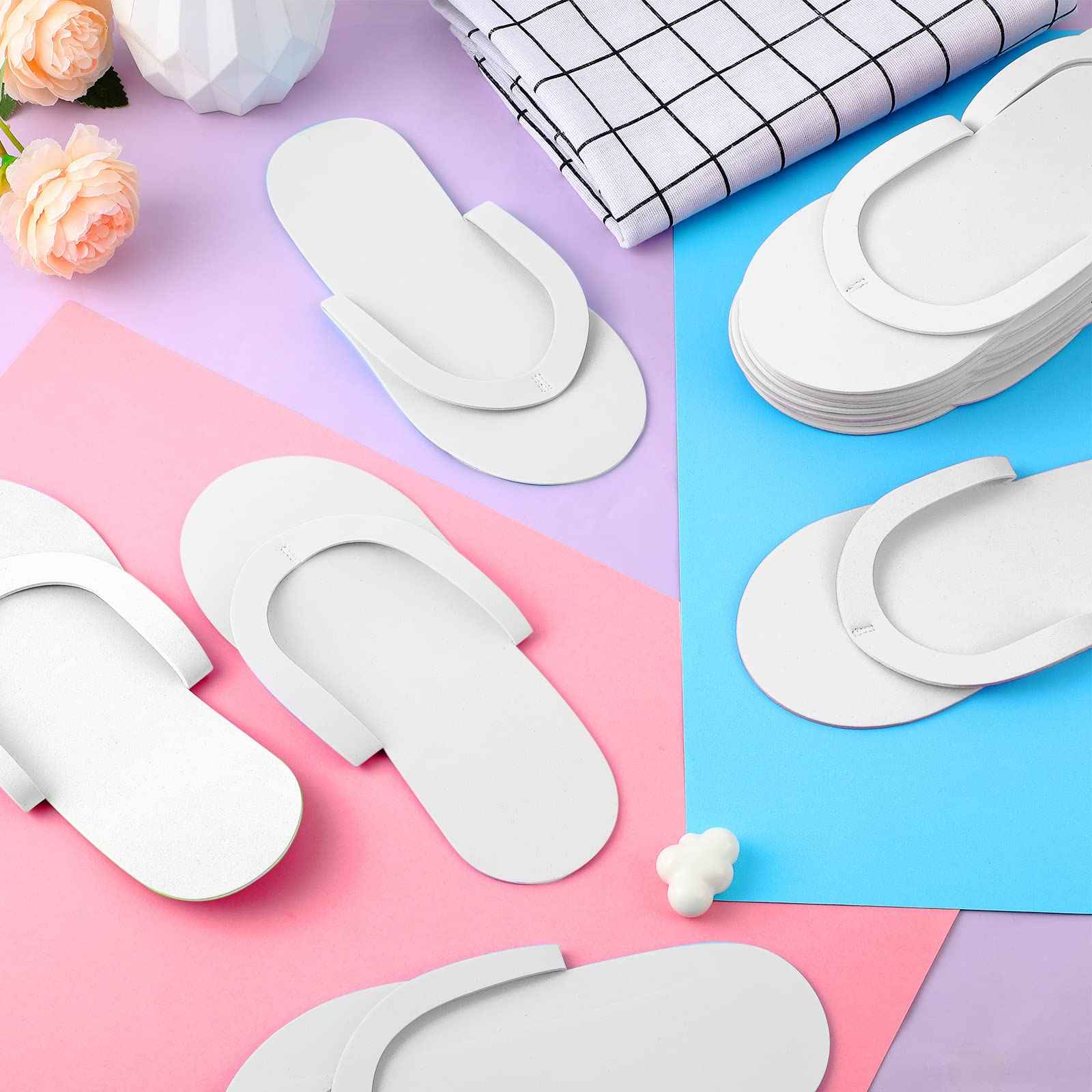Geyoga 240 Pairs Disposable Pedicure Slippers Foam Disposable Spa Flip Flops Pedicure Shoes for Women Salon Nail Spa (White)
