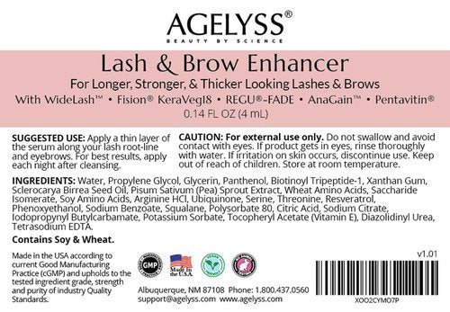 Agelyss Lash & Brow Enhancer - Longer, Stronger & Thicker Lash and Brows - 3 Bottles