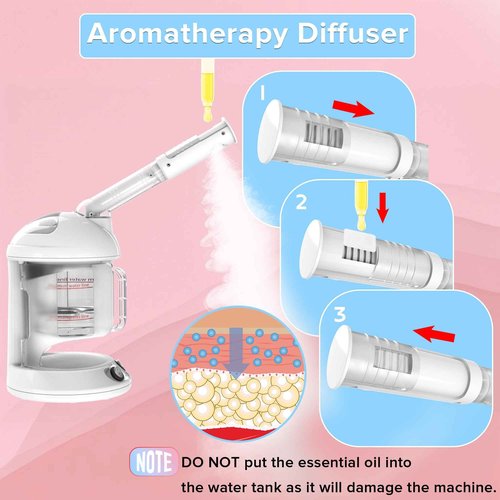 Portable Facial Steamer with Removable Water Cup, UV Ozone Nano Ionic Face Steamer for Facial Deep Cleaning, Unclogs Pores, Hydrating and Sinus Relief for Women Men Home SPA, Warm Mist