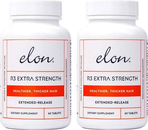 Elon R3 Extra Strength for Hair Growth - Supplements for Women to Grow Thicker, Fuller Hair, Advanced Formula with 5000 mcg Biotin Per Serving and Collagen, 60 Count (Pack of 2)