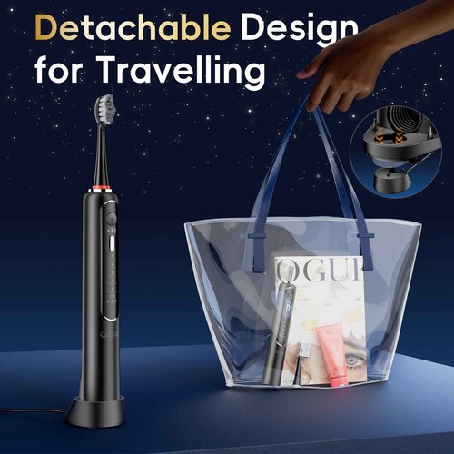 OILSAO Electric Toothbrush with Water Flosser Combo in One, Professional Flossing Toothbrush for Teeth Cleaning and Flossing, Plaque Removal, Rechargeable, 5 Brush Modes & 3 Flossing Speeds, 500ML
