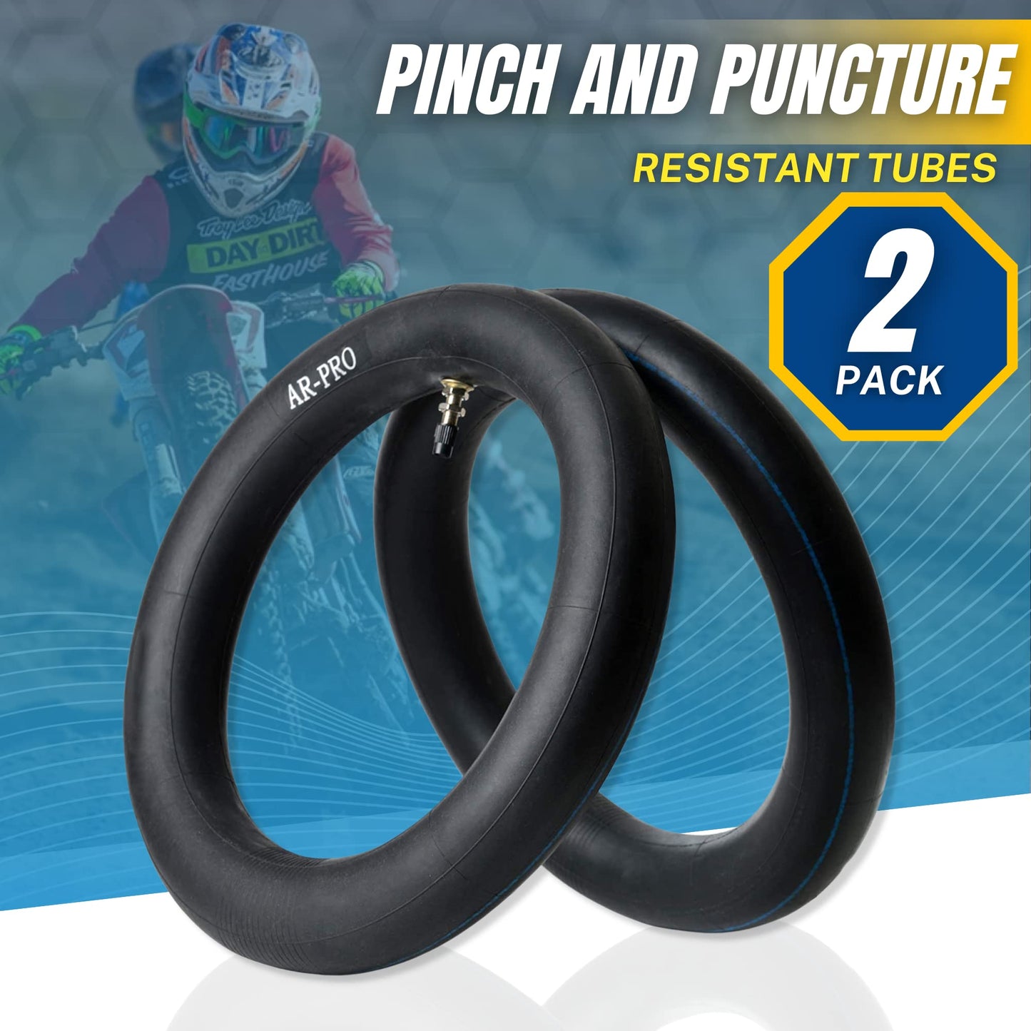 (2-Pack) 110/100-18 (4.50 x 18) Heavy-Duty Motorcycle Inner Tubes - 3mm Thick Butyl Rubber Inner Tubes - TR4 Valve Stems - Designed for Off-Road and Motocross Tires