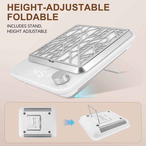 Cordless Nail Dust Collector Rechargeable, Professional Dust Collector Nail Tech Vacuum Fan Dust Collector for Acrylic Nails Dip Powder Removal Home Salon Manicures