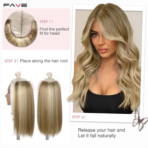 FAVE 16 Inch Human Hair Clip in Extensions 110g Blonde Hair Extensions Seamless & Invisible Highlight Clip in Hair Extensions for Volume & Length
