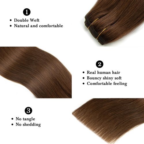 Medium Brown Clip in Hair Extensions Real Human Hair 24 Inch for Women Invisible Straight Seamless Clip in Hair Extensions Human Hair 8pcs Double Weft 90g (#4 Medium Brown, 24 Inch)