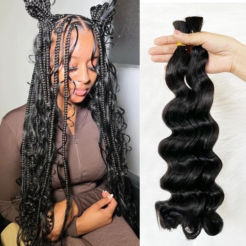 Loose Wave Human Braiding Hair Loose Wave Human Hair Bulk No Weft 100% Unprocessed Brazilian Human Hair Braiding Hair 20 Inch 100g (Pack of 1)