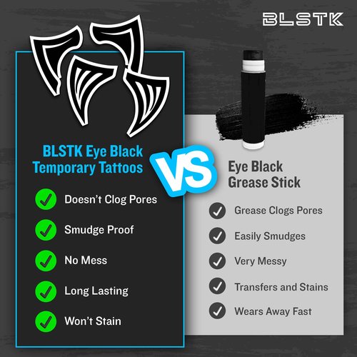 BLSTK Athletics - Sports Eye Black Temporary Tattoos (Cross - 24 Pack) Made in The USA No Grease, No Mess, Fast Application Eye Black Accessories for Football, Baseball, Softball, Lacrosse & More
