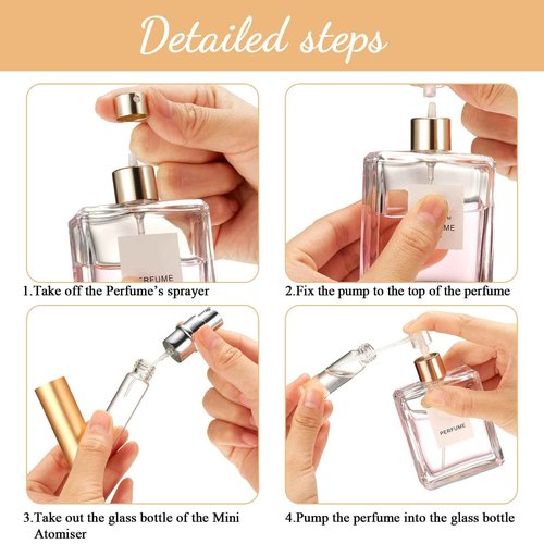 Motiskyy 140 Pcs 5ml Refillable Perfume Atomizer Mini Refillable Travel Spray Bottle Portable Bottle Bulk with 140 Pcs Perfume Dispenser Pump Transfer Tool for Outgoing, Mixed Color
