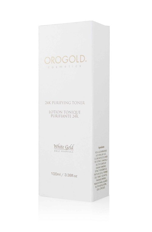 Orogold White Gold 24K Purifying Facial Toner, Face Toner with Gold, Aloe Vera and Chamomile, 100 Mililiter / 3.38 Fl.Oz.