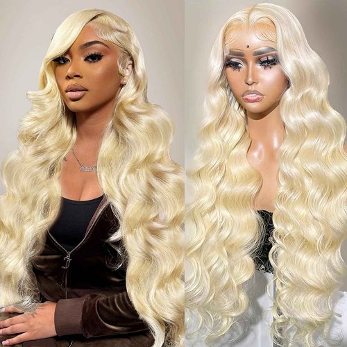HUG MEET 30 Inch 613 13x6 Lace Front Wig Human Hair 200 Density Body Wave Blonde Wig Pre Plucked With Baby Hair